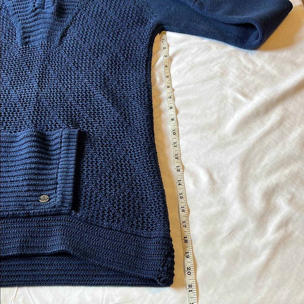 PrAna Sugar Beach Navy Blue Women's Sweater 100% Organic Cotton Beach Sz M EUC - Picture 10 of 10